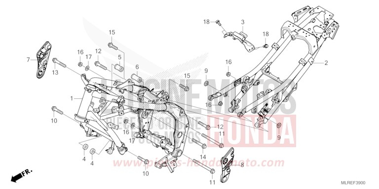 FRAME BODY for Hornet 500 MAT GUNPOWDER BLACK METALLIC (NH436) from 2024